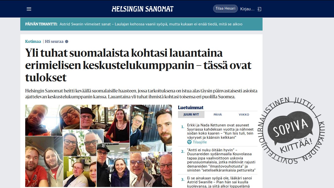 Maaliskuun juttu: Helsingin Sanomat & Suomi puhuu -kampanja