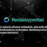 Moniäänisyysmittarin logo ja lyhyt sanallinen selostus palvelusta