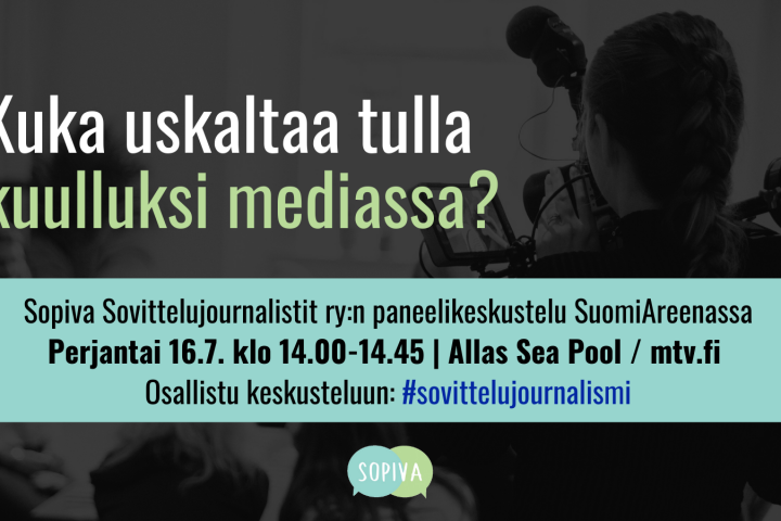 Tapahtuman mainoskuva, jossa tärkeimmät tiedot tapahtumasta. Taustakuvassa nainen kameran kanssa.